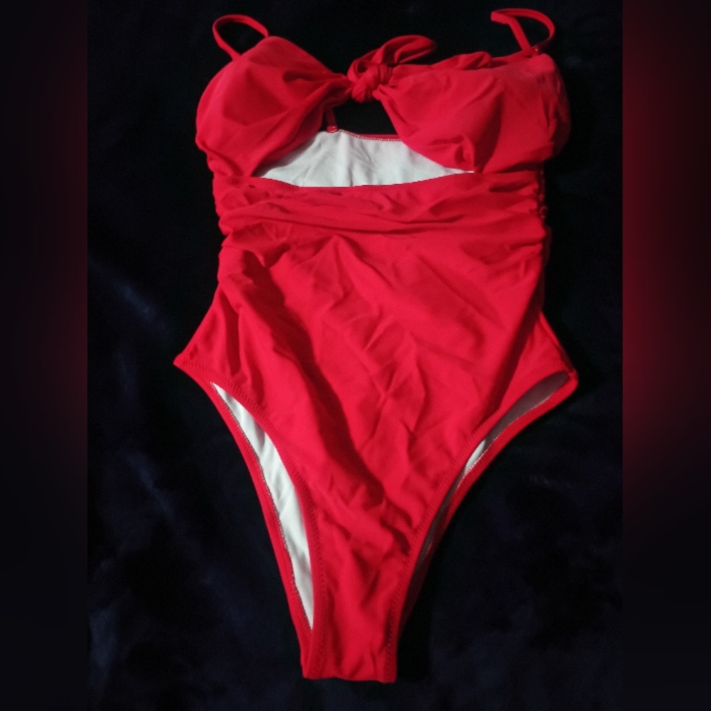 Cherry Red High-Cut One Piece Swimsuit (New No Tag)